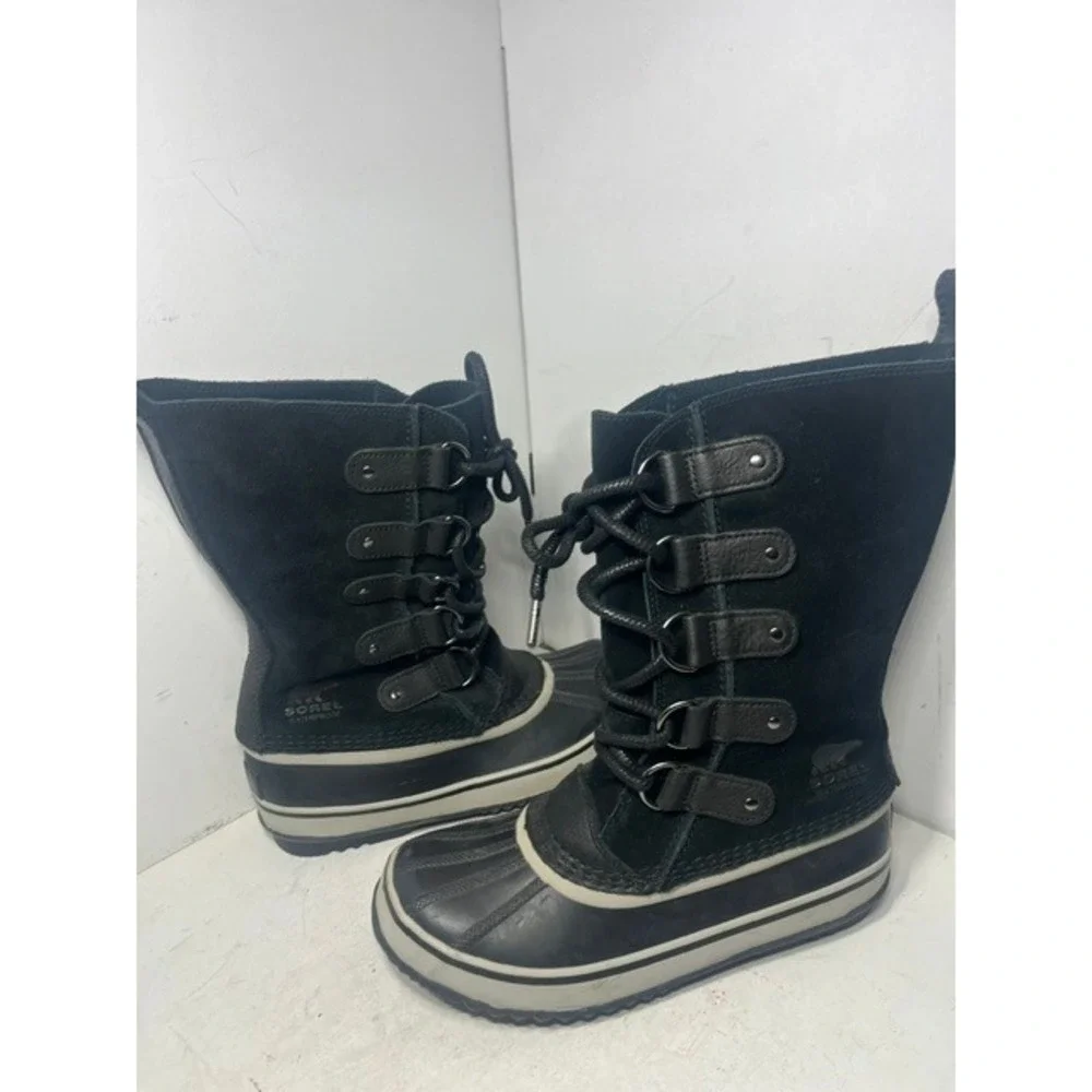 Sorel Joan of Arctic Waterproof Winter Snow Boots Black Suede Leather NL3481-010